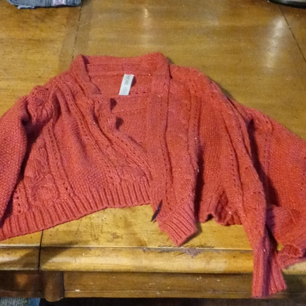 Red cardigan